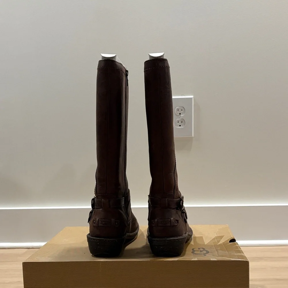UGG Chocolate Brown Leather Knee-High Boots - Picture 6 of 8